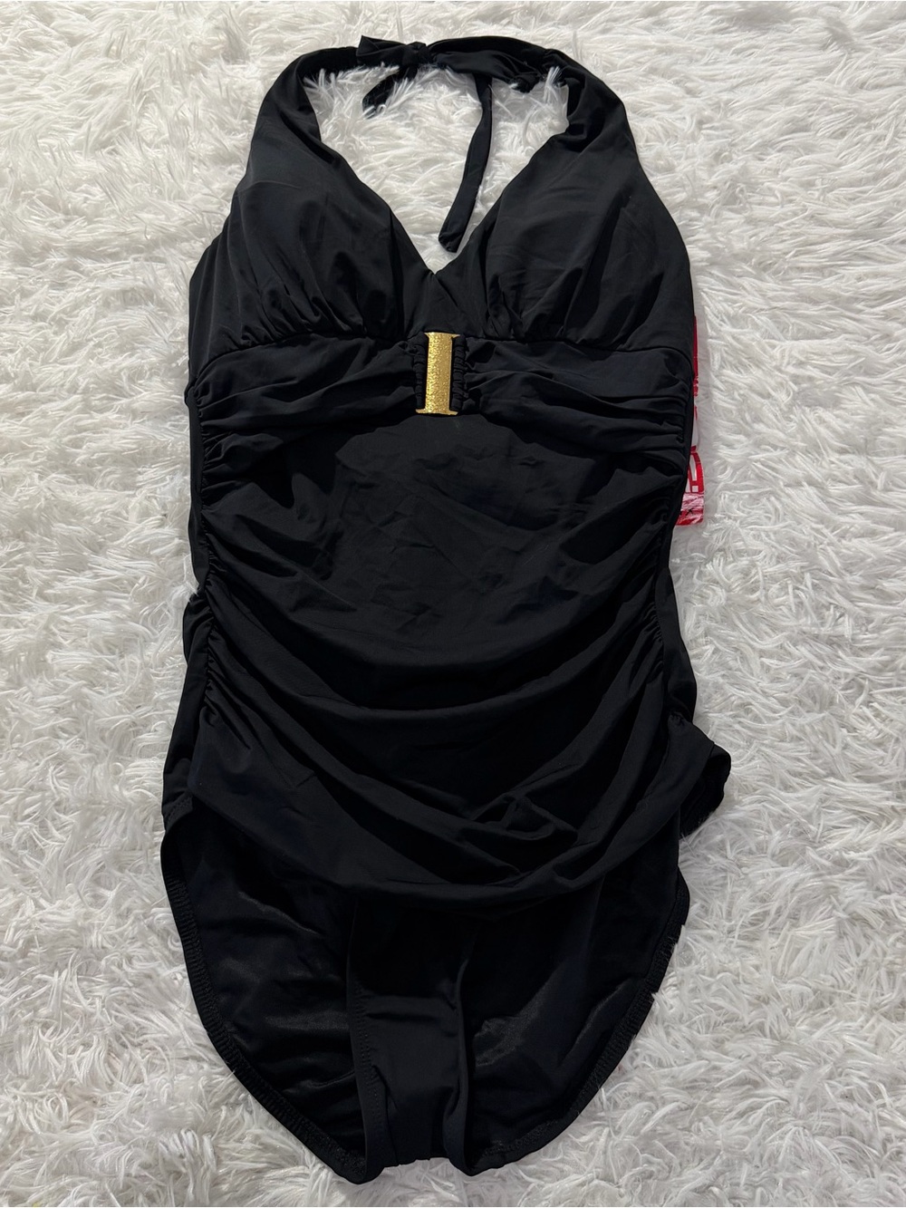 SPANX Womens One Piece Halter Swimsuit Size 10 Black Slimming Vacation Beach